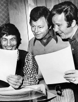 Leonard Nimoy, DeForest Kelley and William Shatner recording their voices for Star Trek The Animated Series, 1973-74