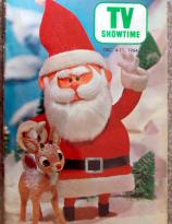 Rudolph the Red-Nosed Reindeer and Santa Claus on the cover of The Cleveland Press TV Showtime. Dec. 1964