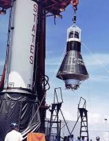 MR-2 Mercury spacecraft being hoisted to the top of the Redstone booster