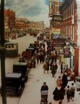 New York Kings Highway, Brooklyn 1929 (Hand colored postcard)