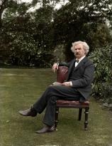 Mark Twain in the garden, circa 1900